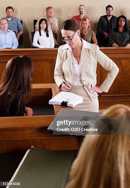 A courtroom scene captures a formal legal proceeding, highlighting the gravity of judicial proceedings in a public legal system.