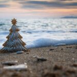 A festive Christmas tree is placed on a Baltic beach in Estonia, part of a community-driven effort to combat coastal erosion using discarded holiday decorations.