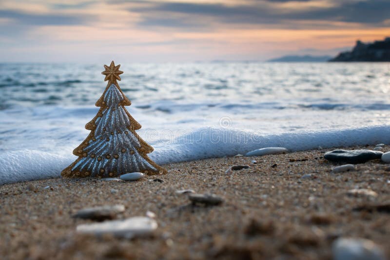 A festive Christmas tree is placed on a Baltic beach in Estonia, part of a community-driven effort to combat coastal erosion using discarded holiday decorations.