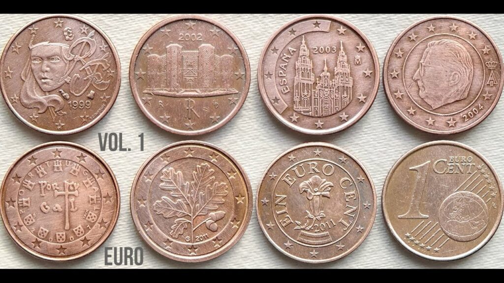 A curated collection of euro coins from across Europe, highlighting national identities and the currency's evolution, relevant to the debate over its adoption in Central Europe.